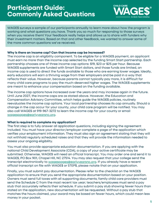 WAGE$ Participant Guide Commonly Asked Questions